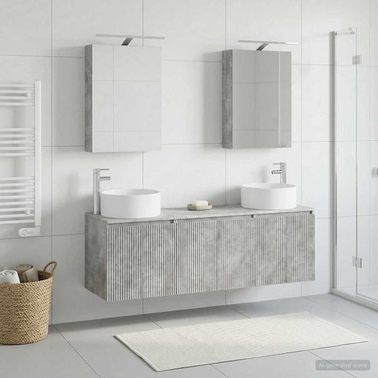vidaXL Bathroom Cabinet Set 5 pcs Concrete Grey Engineered Wood