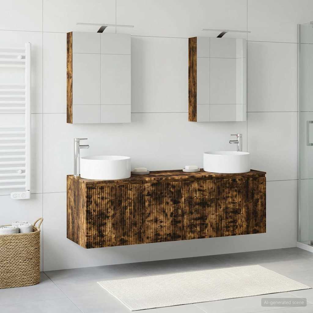 vidaXL Bathroom Cabinet Set 5 pcs Smoked Oak Engineered Wood
