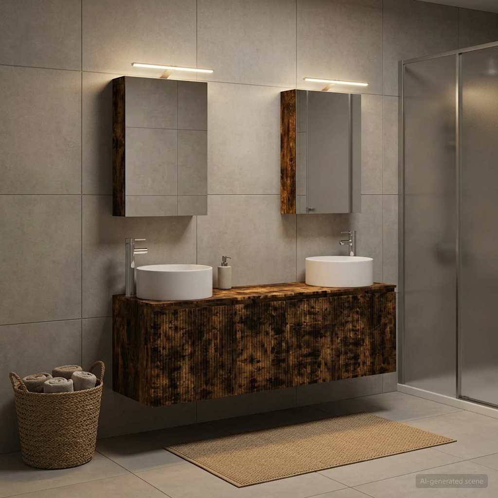 vidaXL Bathroom Cabinet Set 5 pcs Smoked Oak Engineered Wood