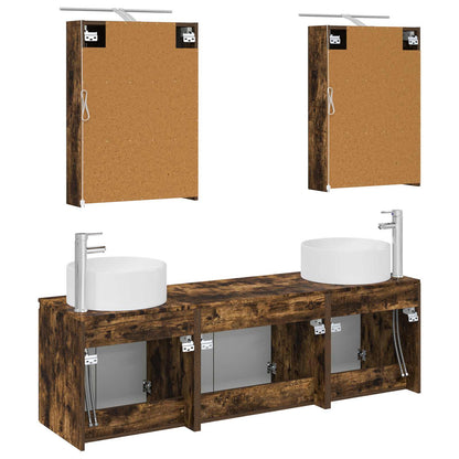 vidaXL Bathroom Cabinet Set 5 pcs Smoked Oak Engineered Wood