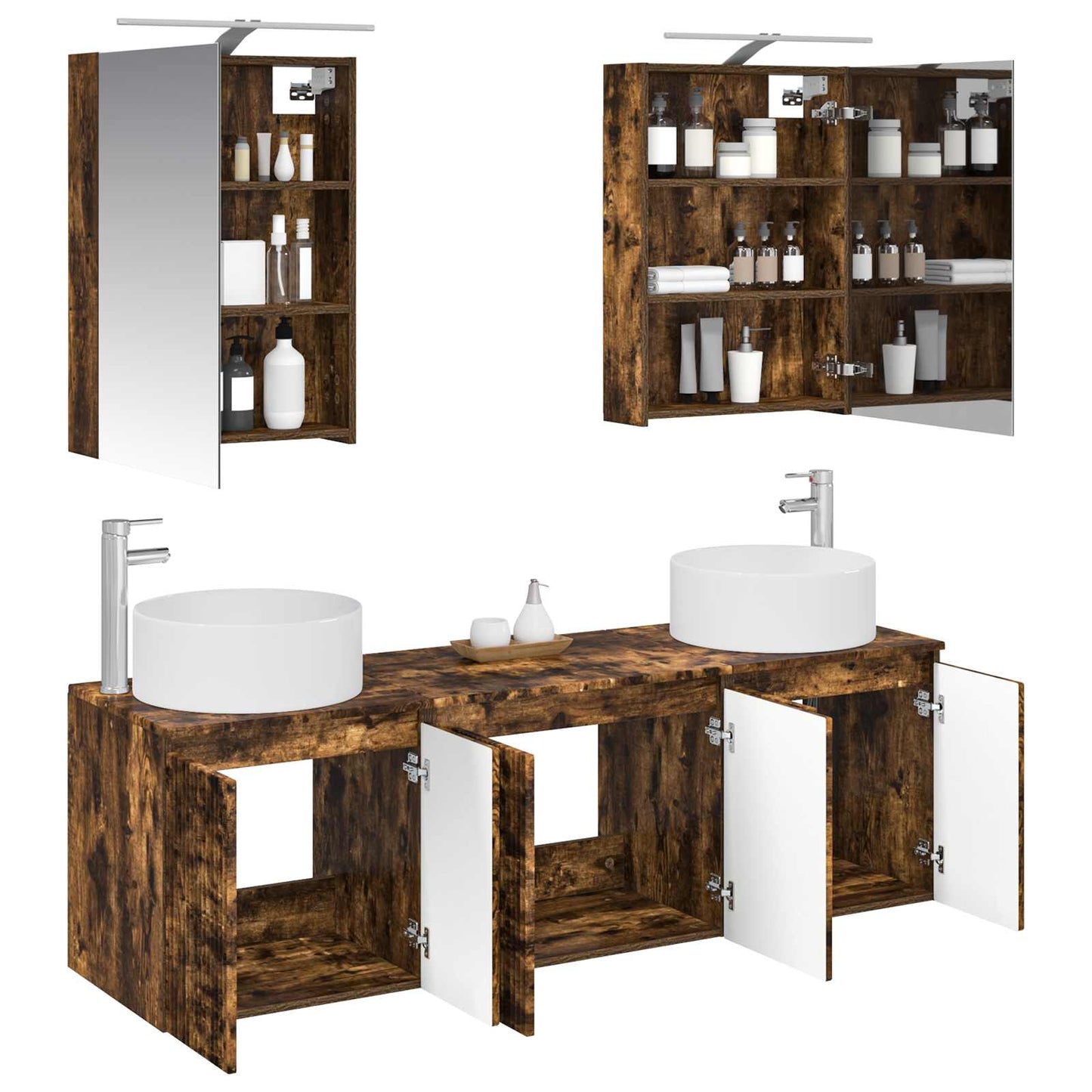 vidaXL Bathroom Cabinet Set 5 pcs Smoked Oak Engineered Wood