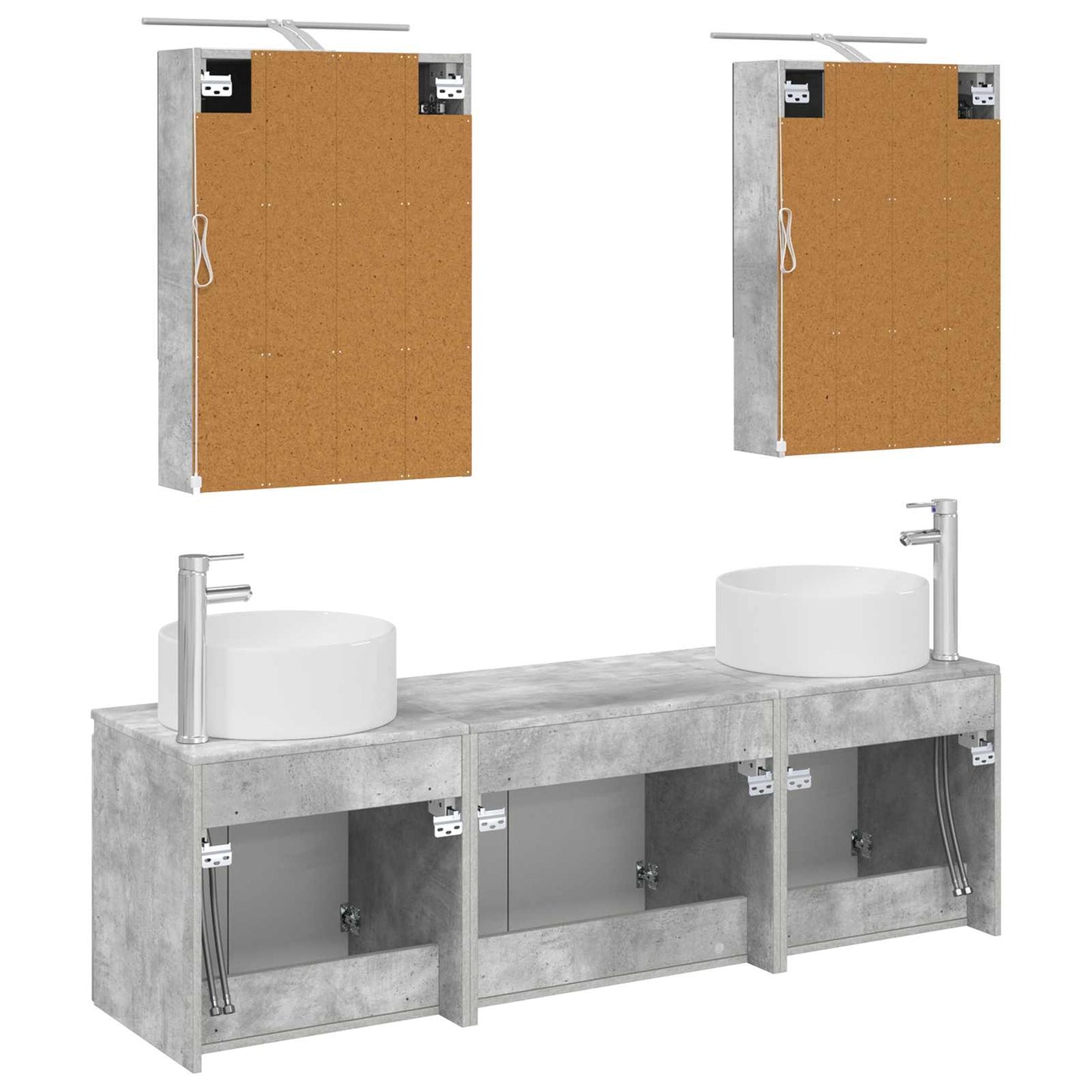 vidaXL Bathroom Cabinet Set 5 pcs Concrete Grey Engineered Wood