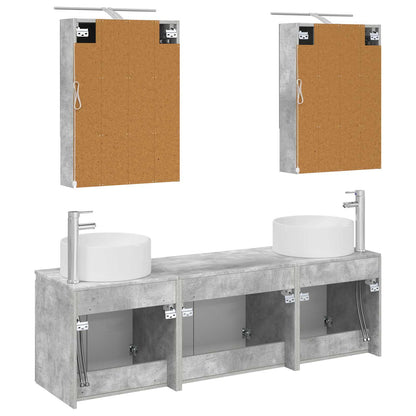 vidaXL Bathroom Cabinet Set 5 pcs Concrete Grey Engineered Wood