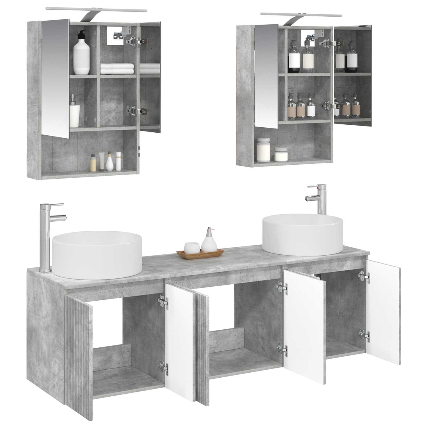 vidaXL Bathroom Cabinet Set 5 pcs Concrete Grey Engineered Wood