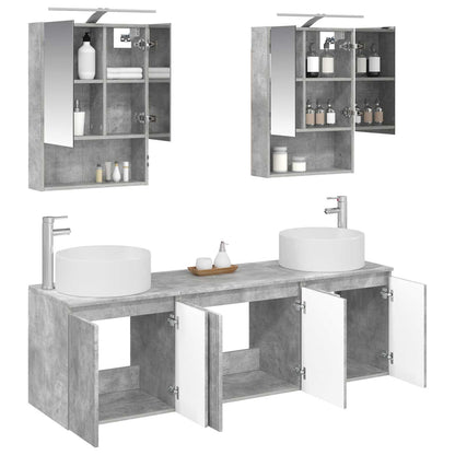 vidaXL Bathroom Cabinet Set 5 pcs Concrete Grey Engineered Wood