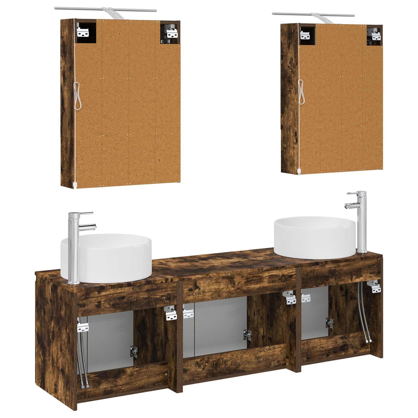vidaXL Bathroom Cabinet Set 5 pcs Smoked Oak Engineered Wood