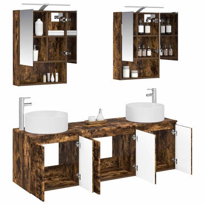 vidaXL Bathroom Cabinet Set 5 pcs Smoked Oak Engineered Wood