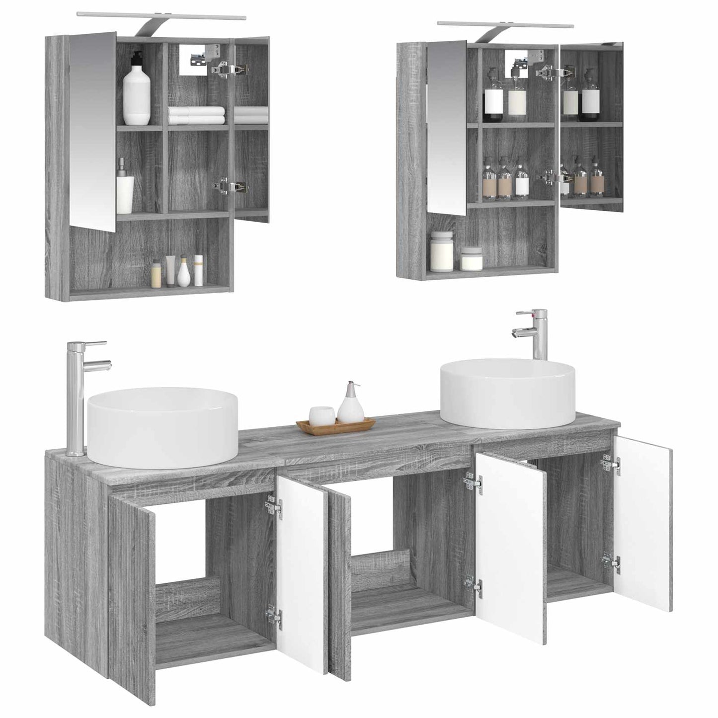 vidaXL Bathroom Cabinet Set 5 pcs Grey Sonoma Engineered Wood
