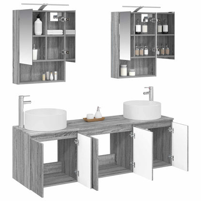 vidaXL Bathroom Cabinet Set 5 pcs Grey Sonoma Engineered Wood