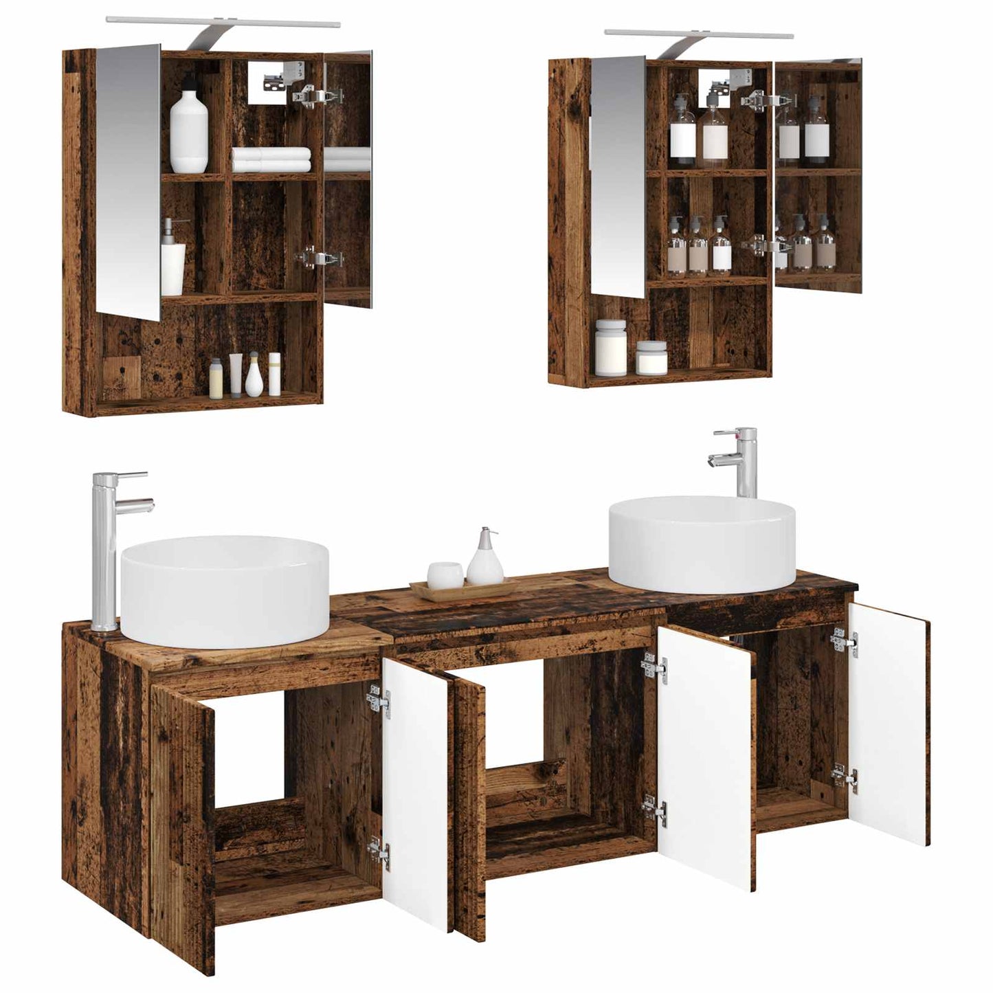 vidaXL Bathroom Cabinet Set 5 pcs Old Wood Engineered Wood