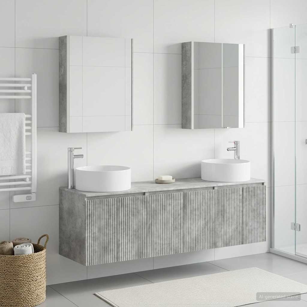 vidaXL Bathroom Cabinet Set 5 pcs Concrete Grey Engineered Wood