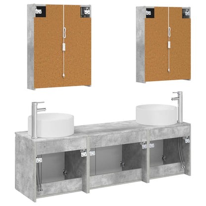 vidaXL Bathroom Cabinet Set 5 pcs Concrete Grey Engineered Wood