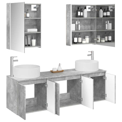 vidaXL Bathroom Cabinet Set 5 pcs Concrete Grey Engineered Wood