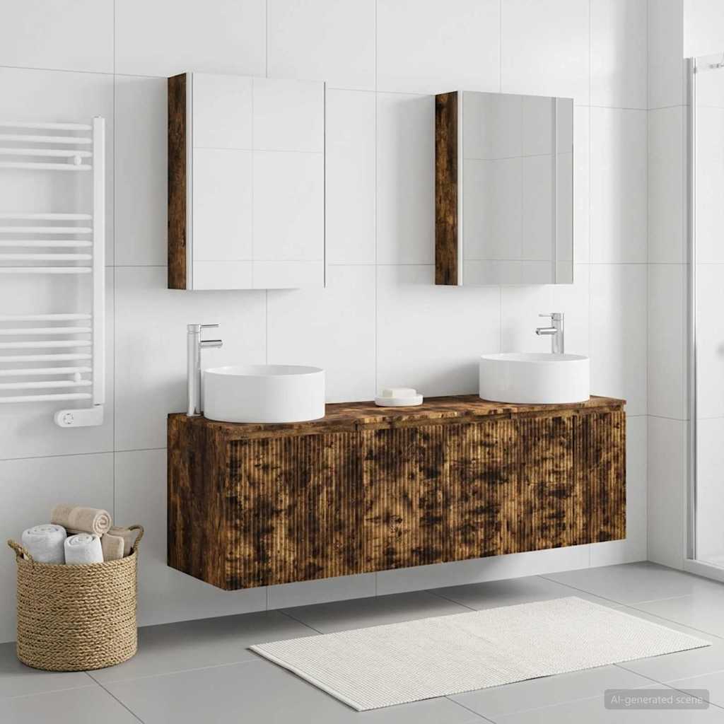 vidaXL Bathroom Cabinet Set 5 pcs Smoked Oak Engineered Wood