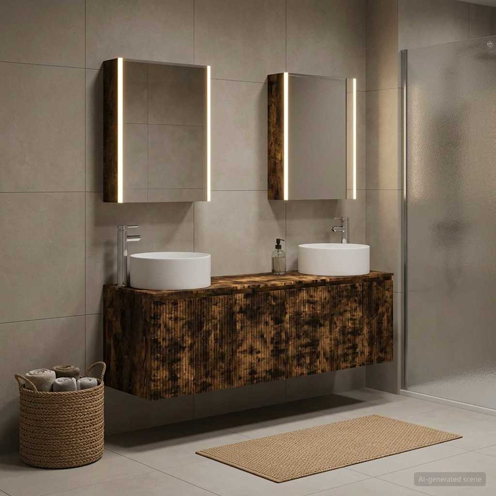 vidaXL Bathroom Cabinet Set 5 pcs Smoked Oak Engineered Wood
