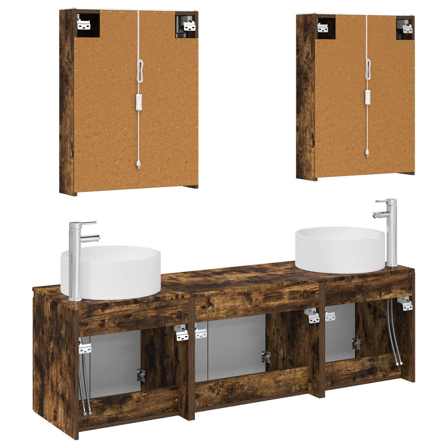 vidaXL Bathroom Cabinet Set 5 pcs Smoked Oak Engineered Wood