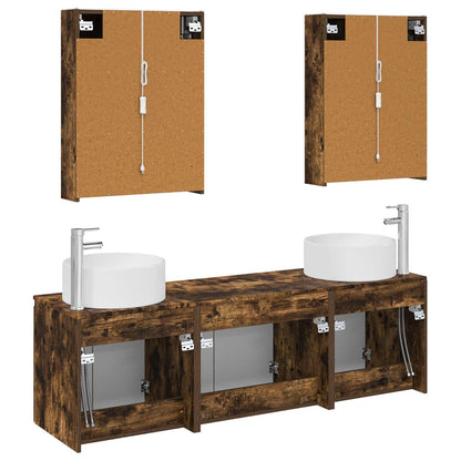 vidaXL Bathroom Cabinet Set 5 pcs Smoked Oak Engineered Wood