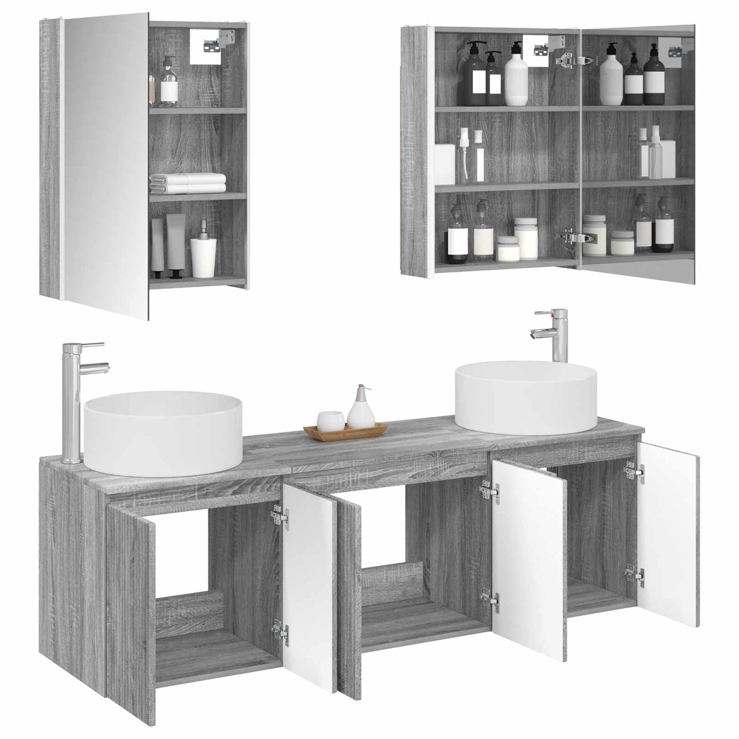 vidaXL Bathroom Cabinet Set 5 pcs Grey Sonoma Engineered Wood