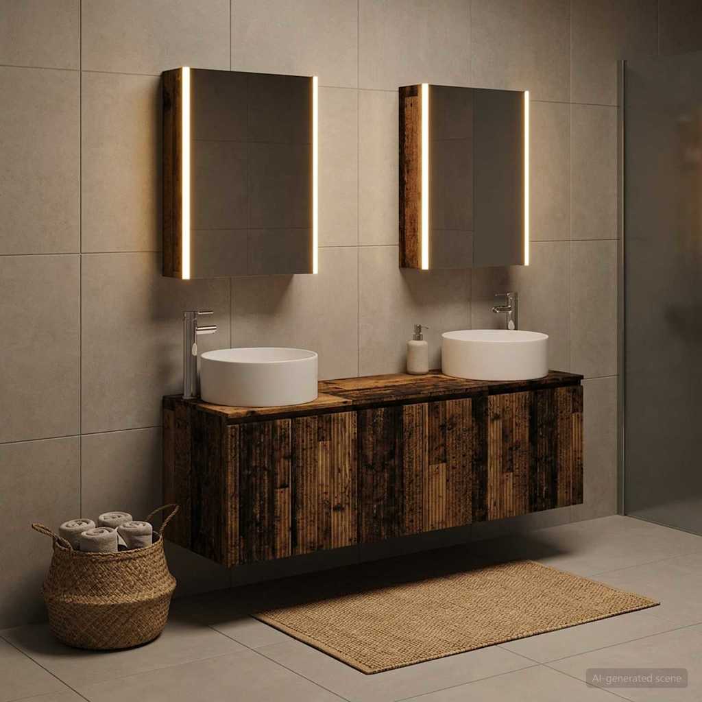 vidaXL Bathroom Cabinet Set 5 pcs Old Wood Engineered Wood