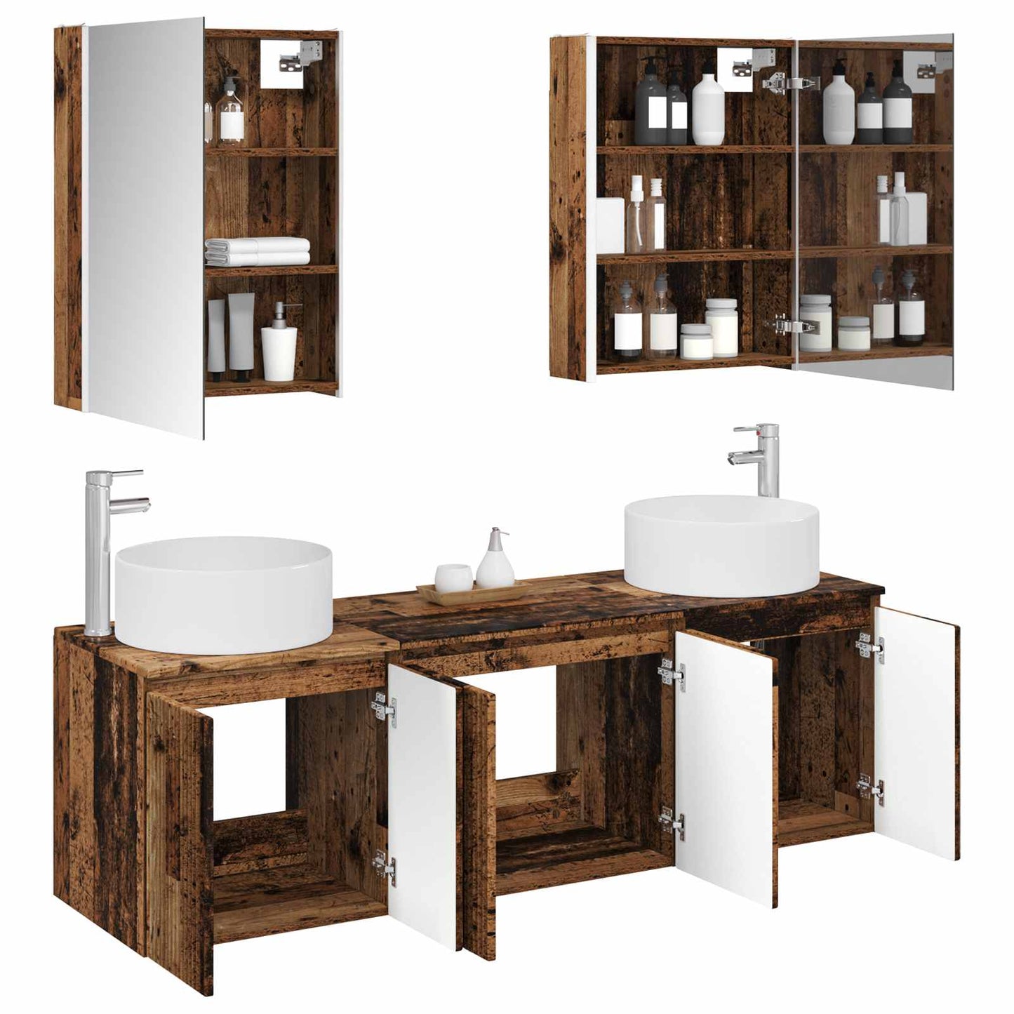 vidaXL Bathroom Cabinet Set 5 pcs Old Wood Engineered Wood
