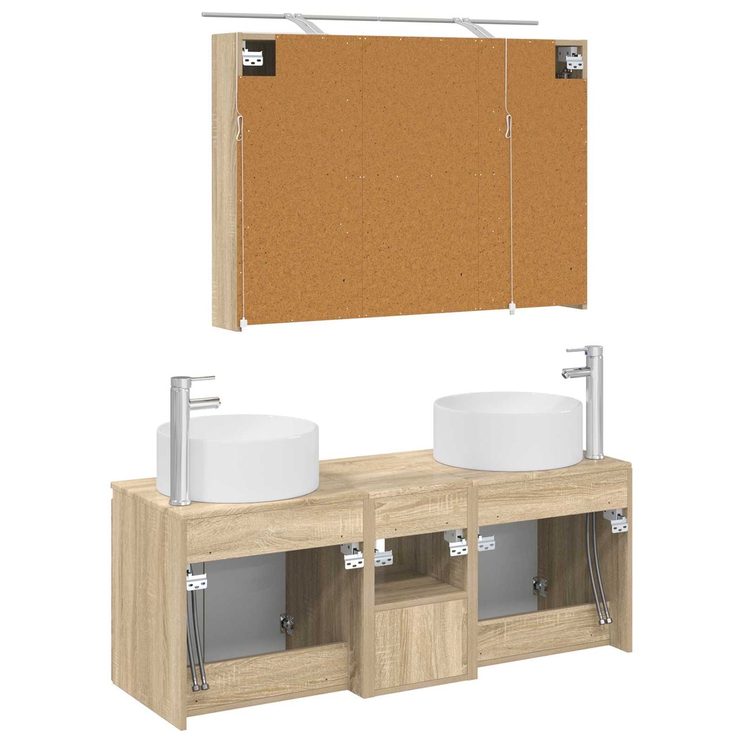 vidaXL Bathroom Cabinet Set 4 pcs Sonoma Oak 100 x 14.5 x 70 cm