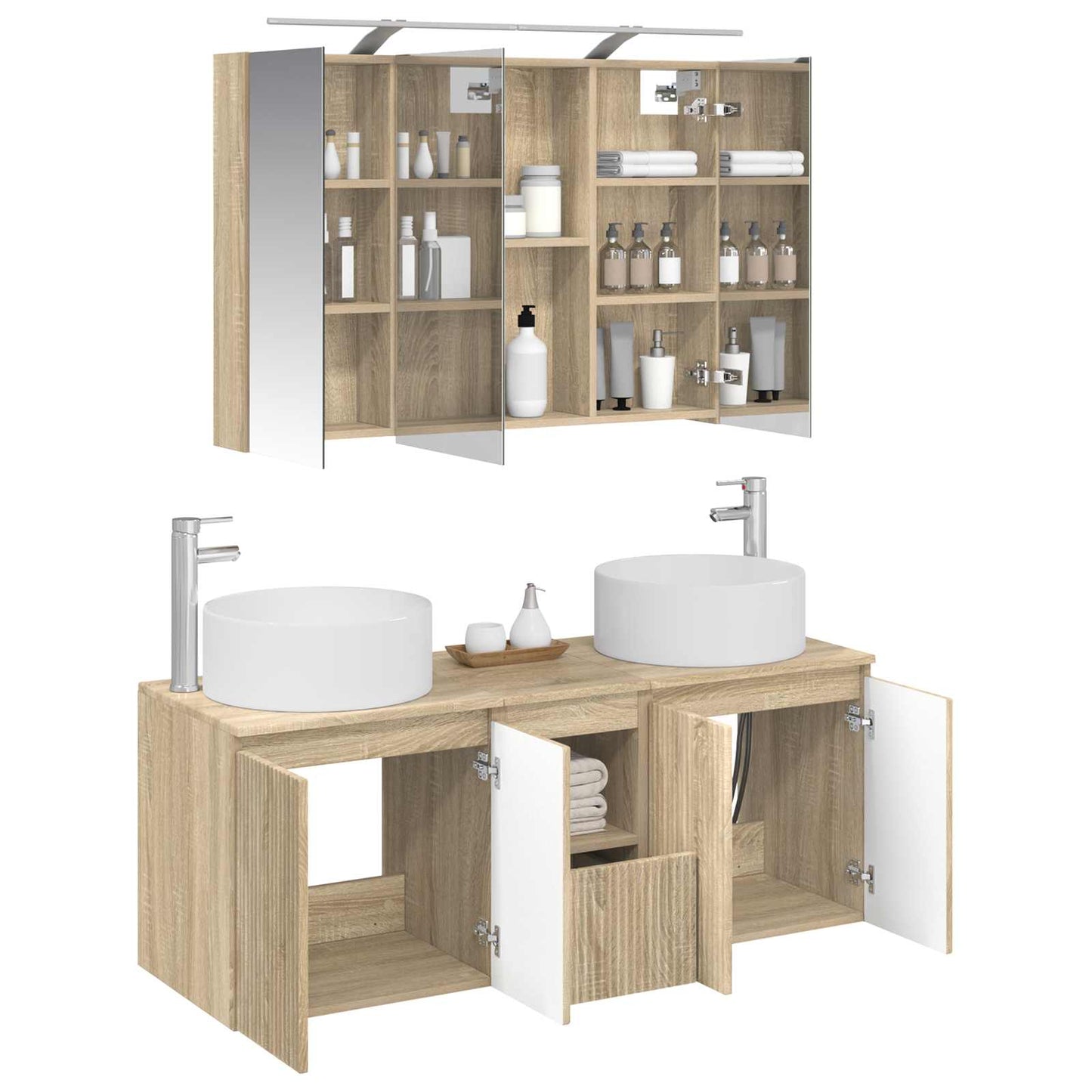 vidaXL Bathroom Cabinet Set 4 pcs Sonoma Oak 100 x 14.5 x 70 cm