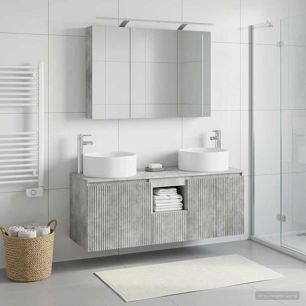 vidaXL Bathroom Cabinet Set 4 pcs Concrete Grey Engineered Wood