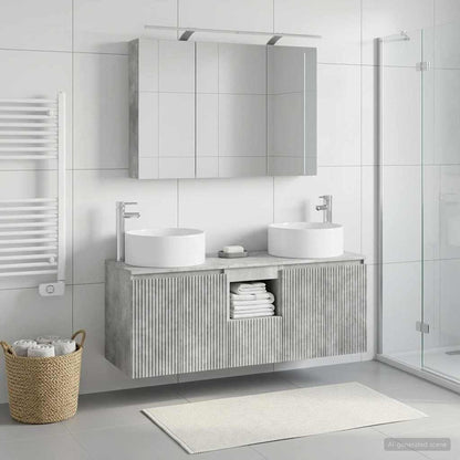 vidaXL Bathroom Cabinet Set 4 pcs Concrete Grey Engineered Wood