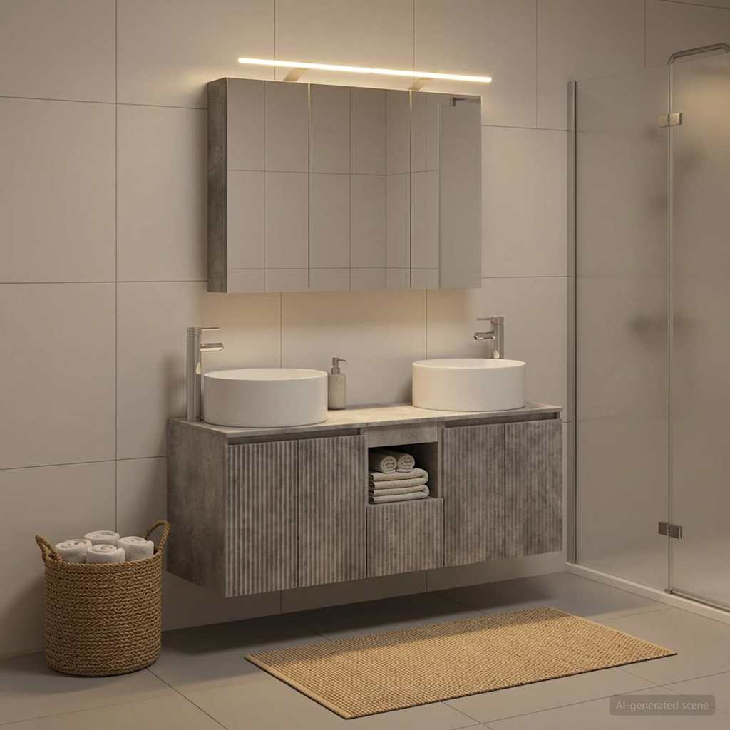 vidaXL Bathroom Cabinet Set 4 pcs Concrete Grey Engineered Wood