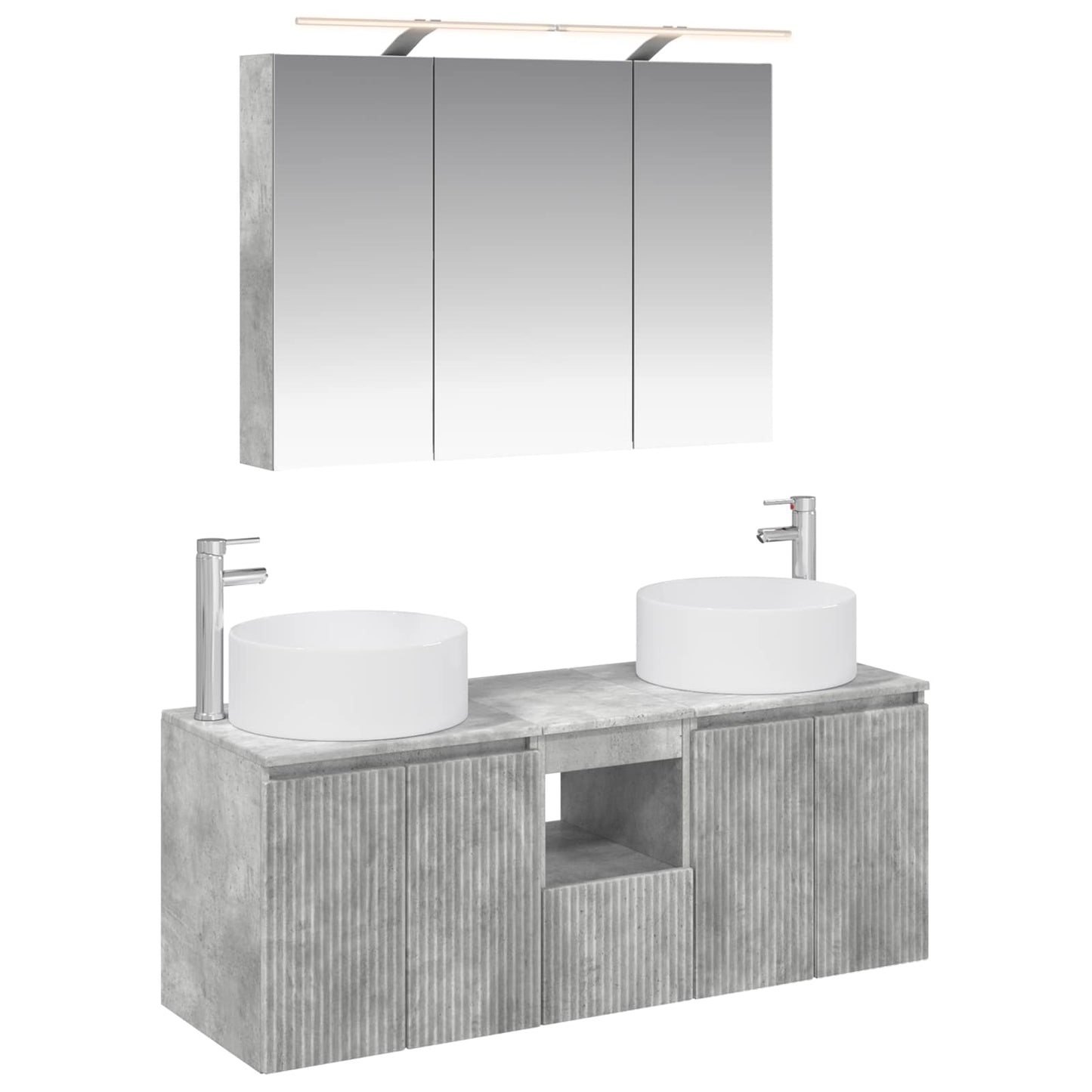 vidaXL Bathroom Cabinet Set 4 pcs Concrete Grey 100 x 14.5 x 70 cm
