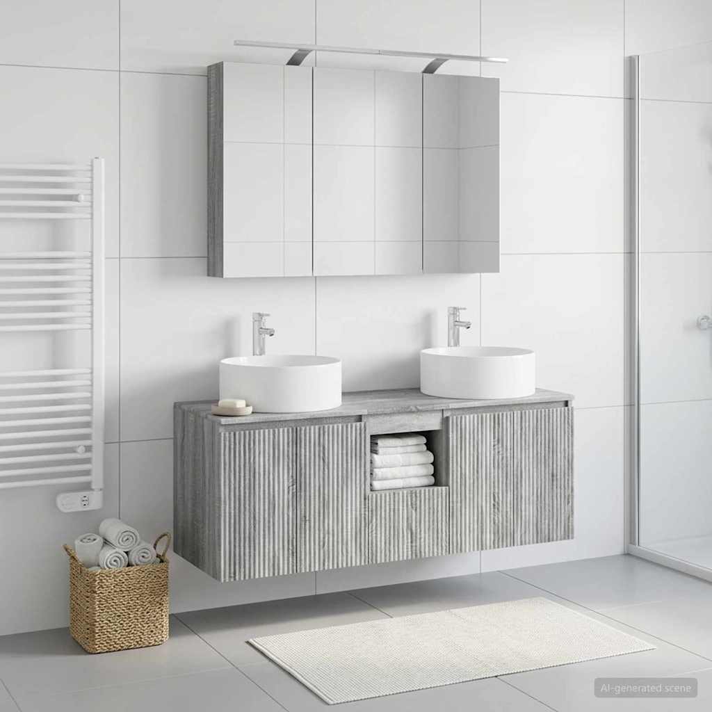 vidaXL Bathroom Cabinet Set 4 pcs Grey Sonoma Engineered Wood