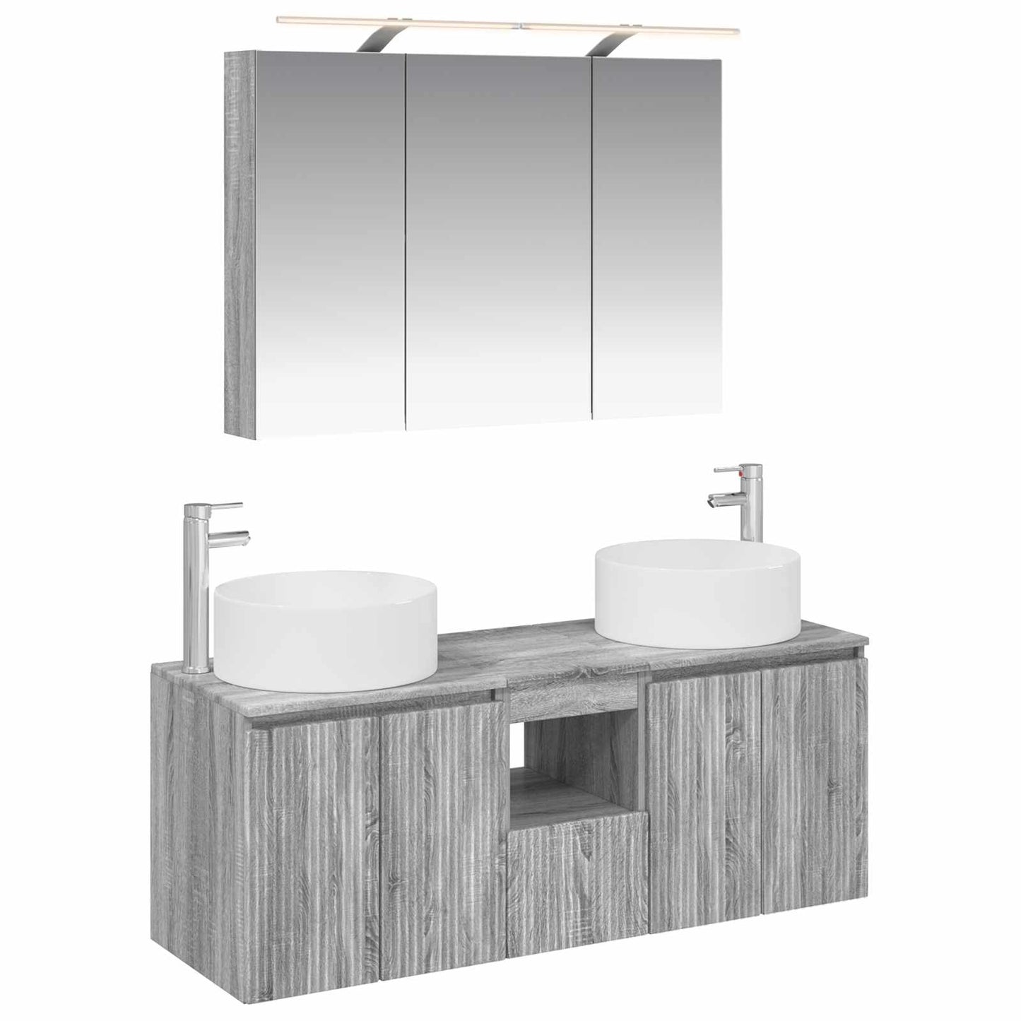 vidaXL Bathroom Cabinet Set 4 pcs Grey Sonoma 100 x 14.5 x 70 cm
