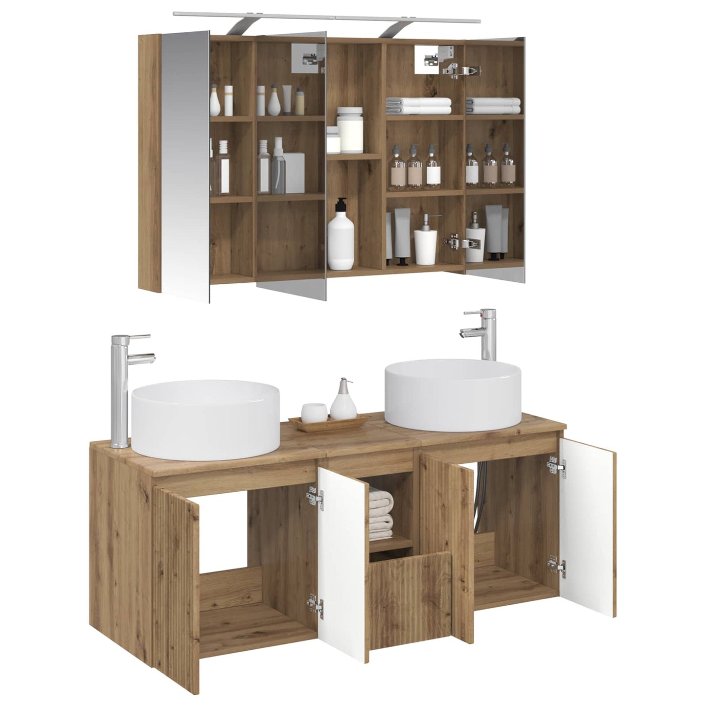 vidaXL Bathroom Cabinet Set 4 pcs Artisan Oak 100 x 14.5 x 70 cm