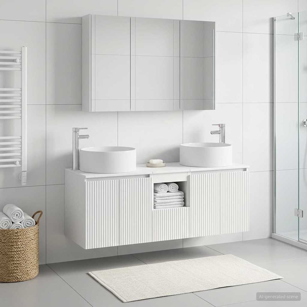 vidaXL Bathroom Cabinet Set 4 pcs White Engineered Wood