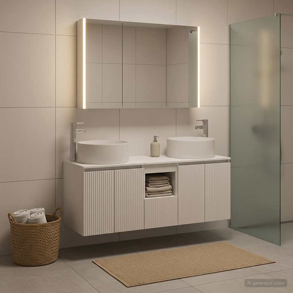 vidaXL Bathroom Cabinet Set 4 pcs White Engineered Wood
