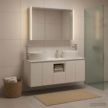 vidaXL Bathroom Cabinet Set 4 pcs White Engineered Wood