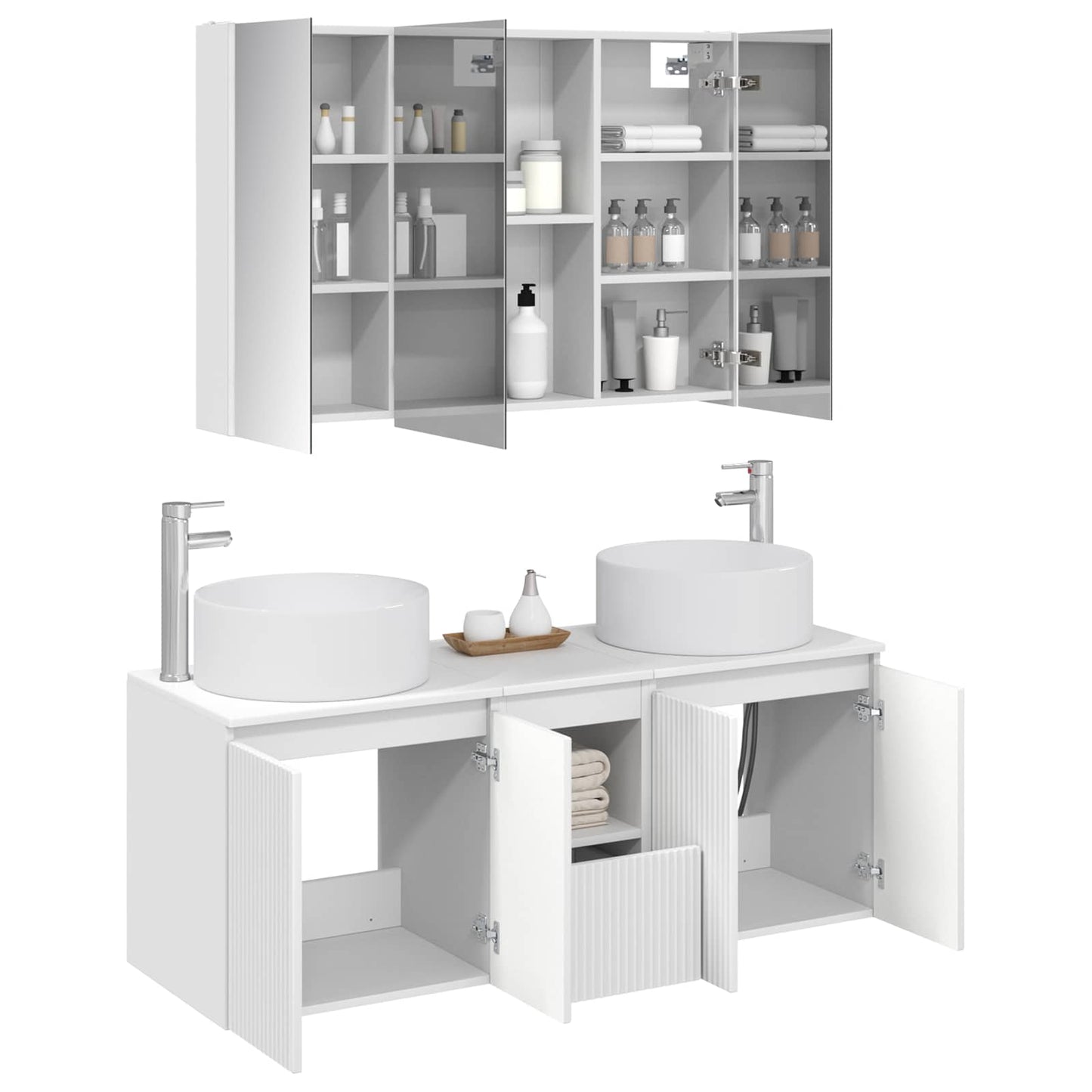 vidaXL Bathroom Cabinet Set 4 pcs White 103.5 x 15.5 x 70 cm