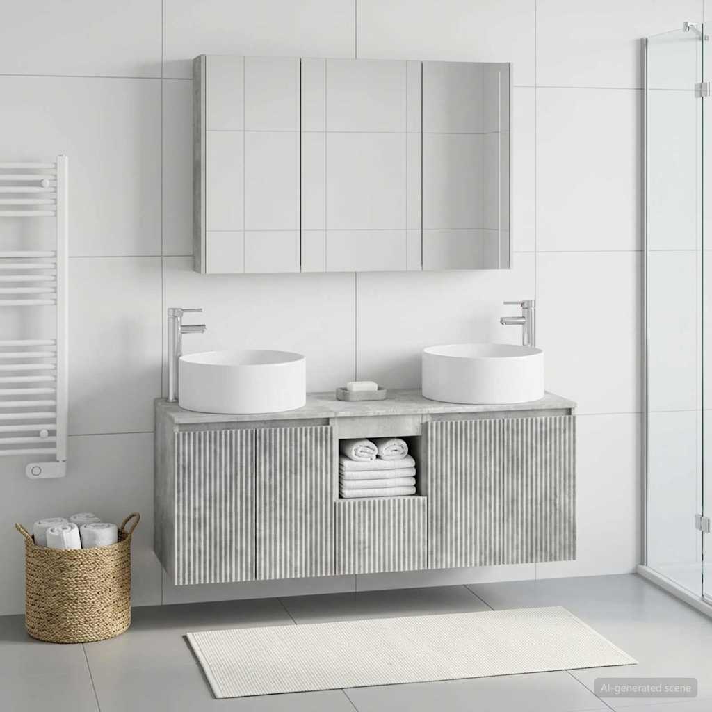 vidaXL Bathroom Cabinet Set 4 pcs Concrete Grey Engineered Wood