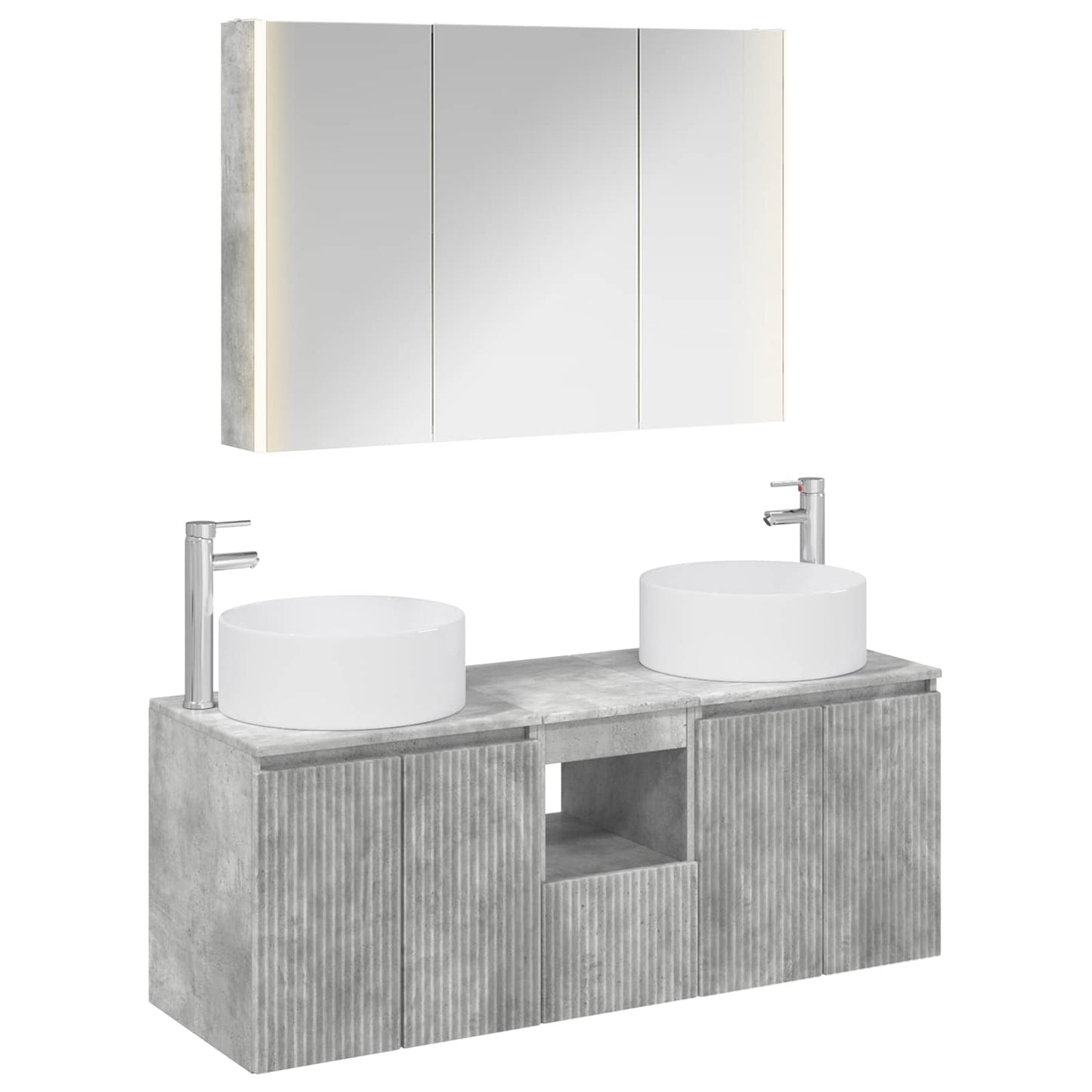 vidaXL Bathroom Cabinet Set 4 pcs Concrete Grey 103.5 x 15.5 x 70 cm