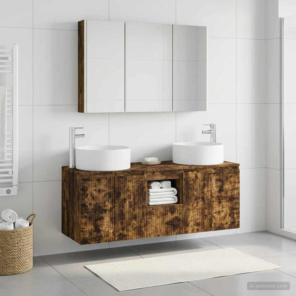 vidaXL Bathroom Cabinet Set 4 pcs Smoked Oak Engineered Wood