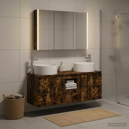 vidaXL Bathroom Cabinet Set 4 pcs Smoked Oak Engineered Wood