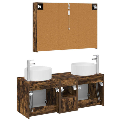 vidaXL Bathroom Cabinet Set 4 pcs Smoked Oak 103.5 x 15.5 x 70 cm