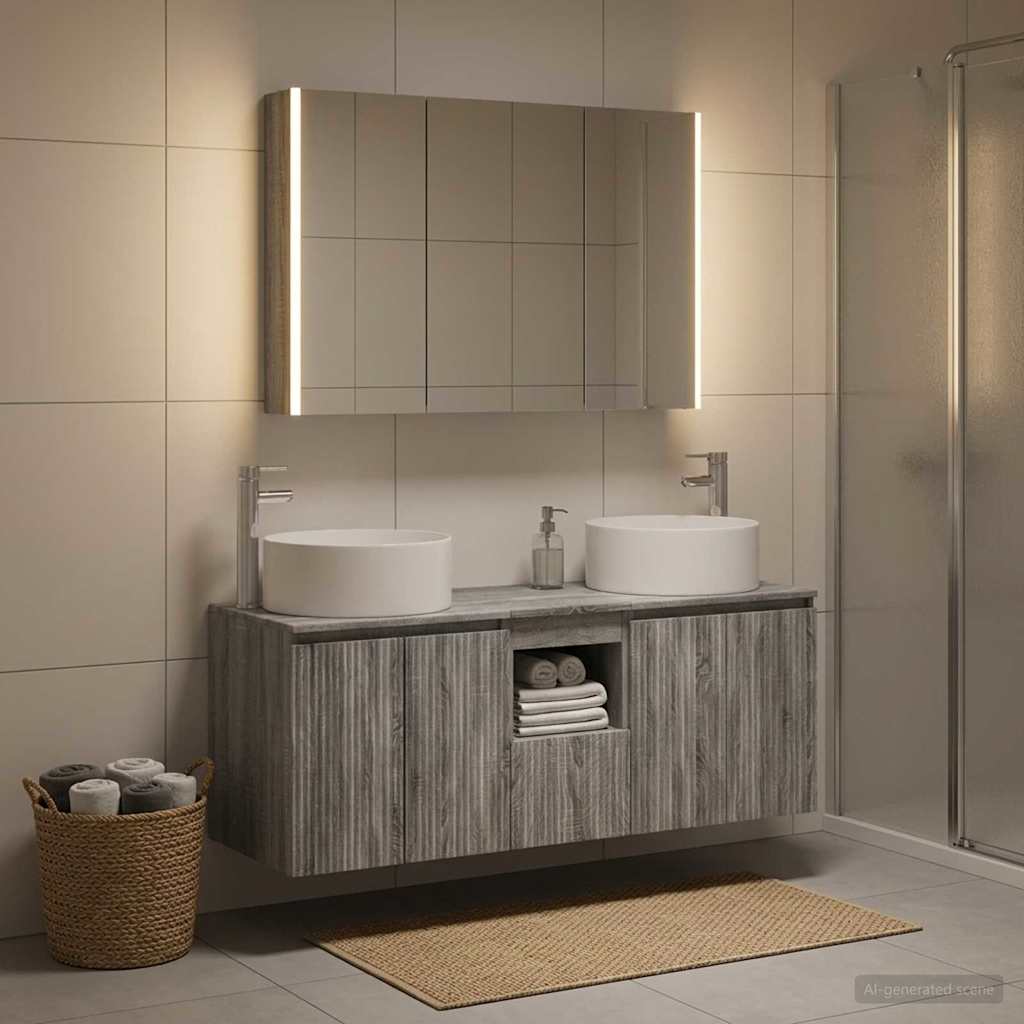 vidaXL Bathroom Cabinet Set 4 pcs Grey Sonoma Engineered Wood