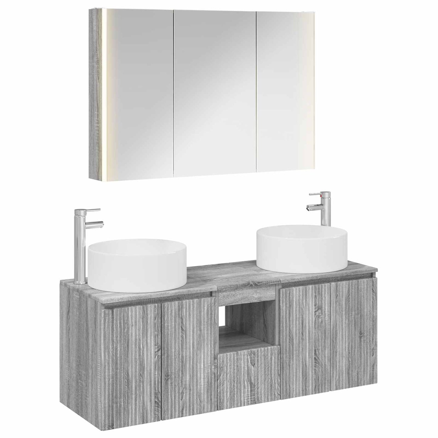 vidaXL Bathroom Cabinet Set 4 pcs Grey Sonoma 103.5 x 15.5 x 70 cm