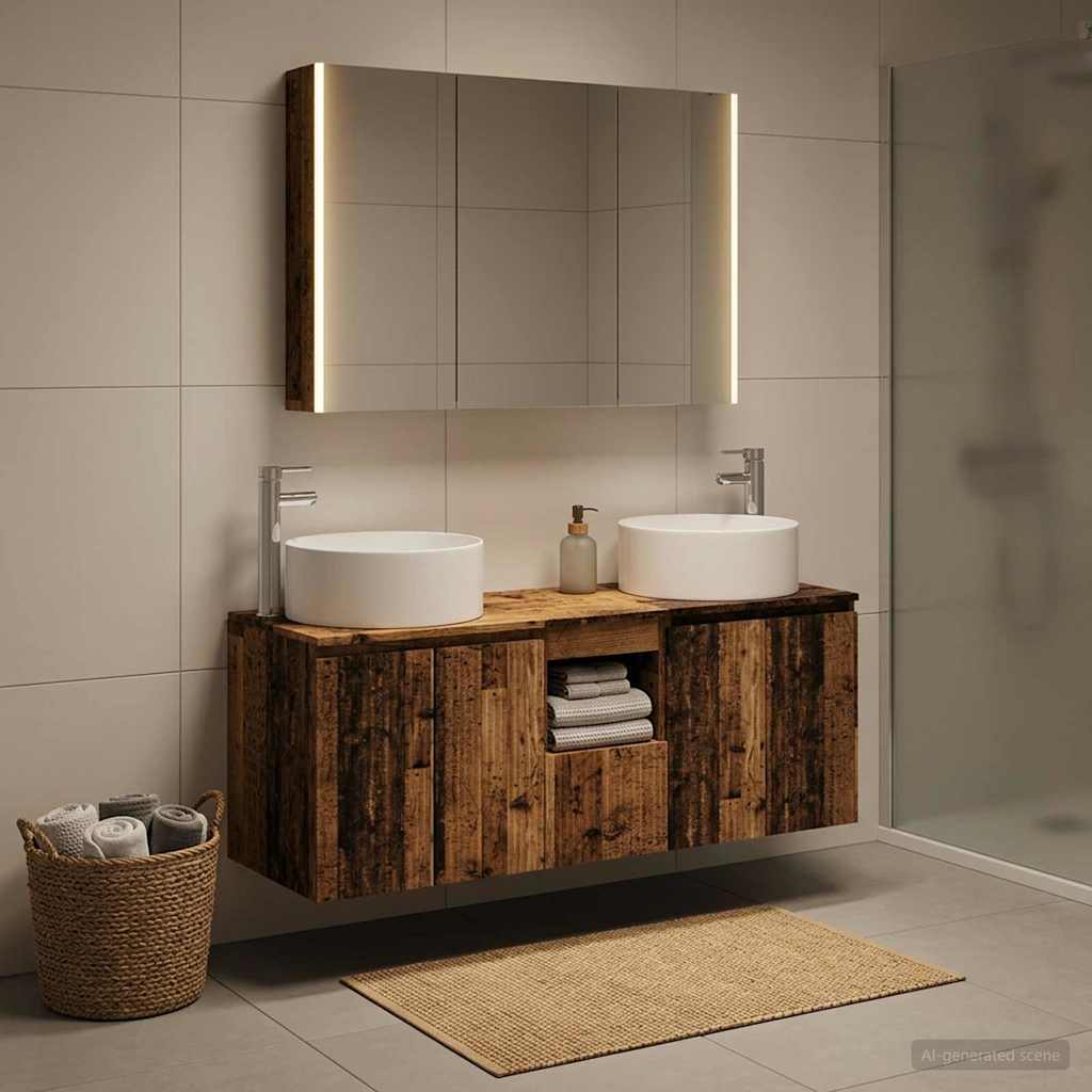 vidaXL Bathroom Cabinet Set 4 pcs Old Wood Engineered Wood
