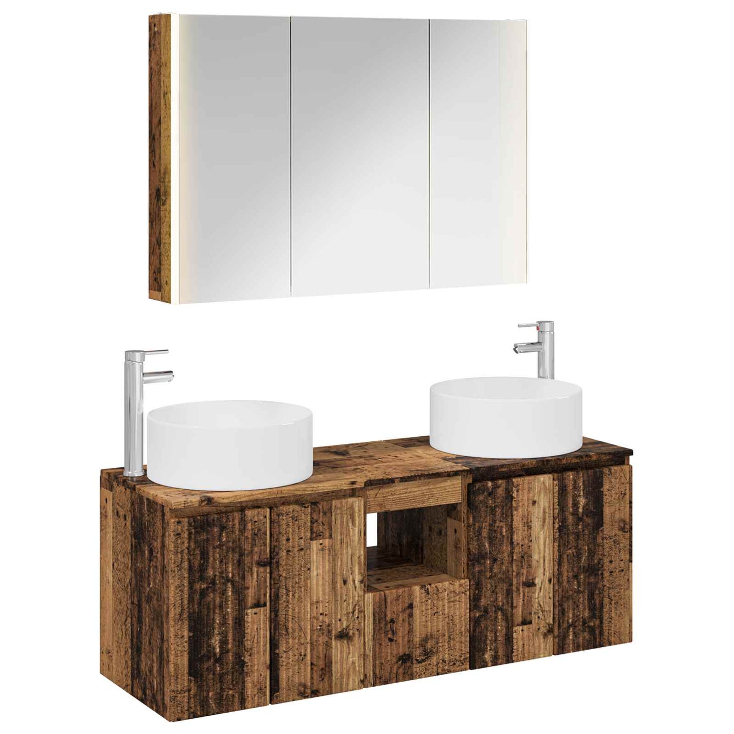 vidaXL Bathroom Cabinet Set 4 pcs Old Wood 103.5 x 15.5 x 70 cm