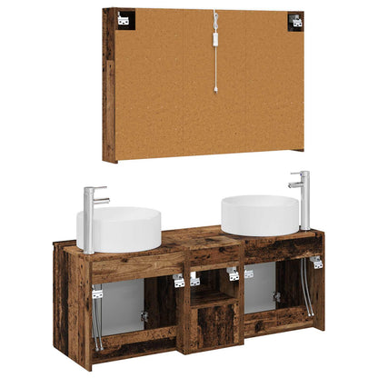 vidaXL Bathroom Cabinet Set 4 pcs Old Wood 103.5 x 15.5 x 70 cm