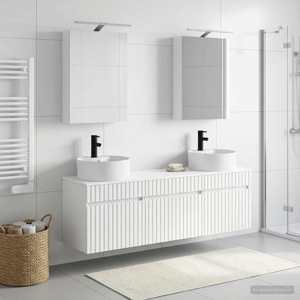 vidaXL Bathroom Cabinet Set 5 pcs White Engineered Wood