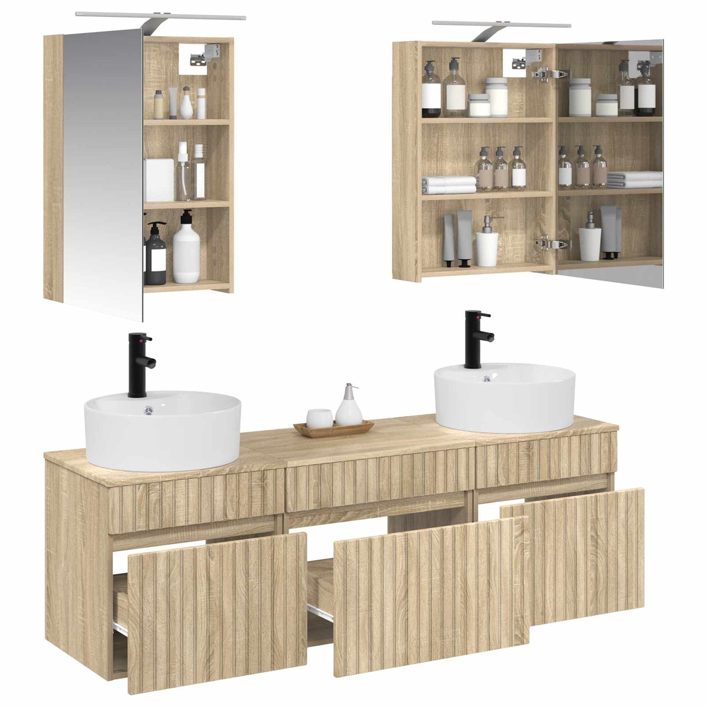 vidaXL Bathroom Cabinet Set 5 pcs Sonoma Oak 50 x 14.5 x 70 cm