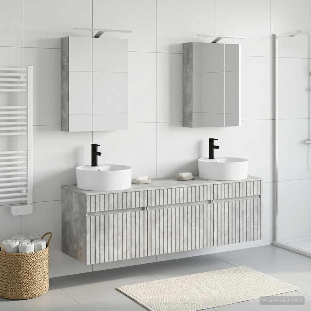 vidaXL Bathroom Cabinet Set 5 pcs Concrete Grey Engineered Wood